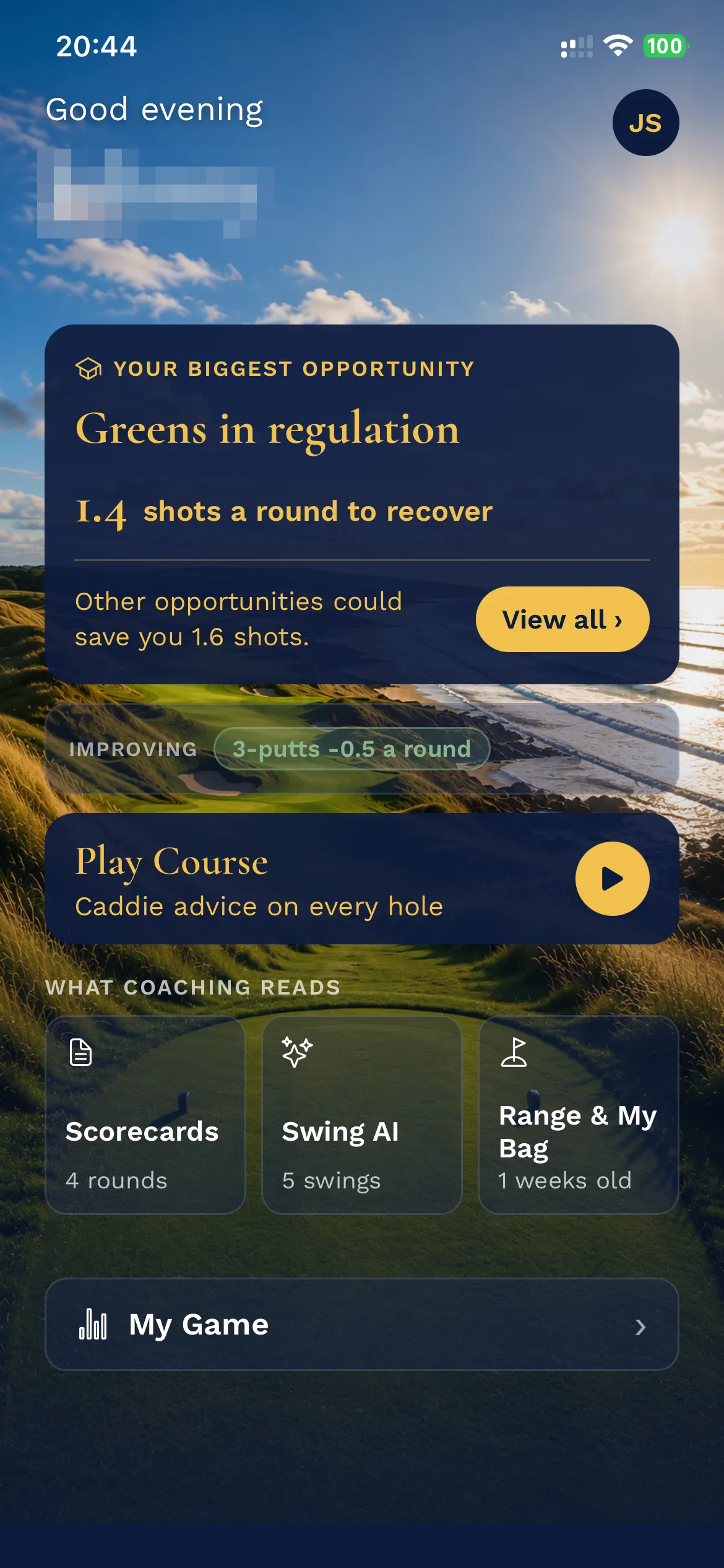 Home screen showing the biggest opportunity and what is already improving
